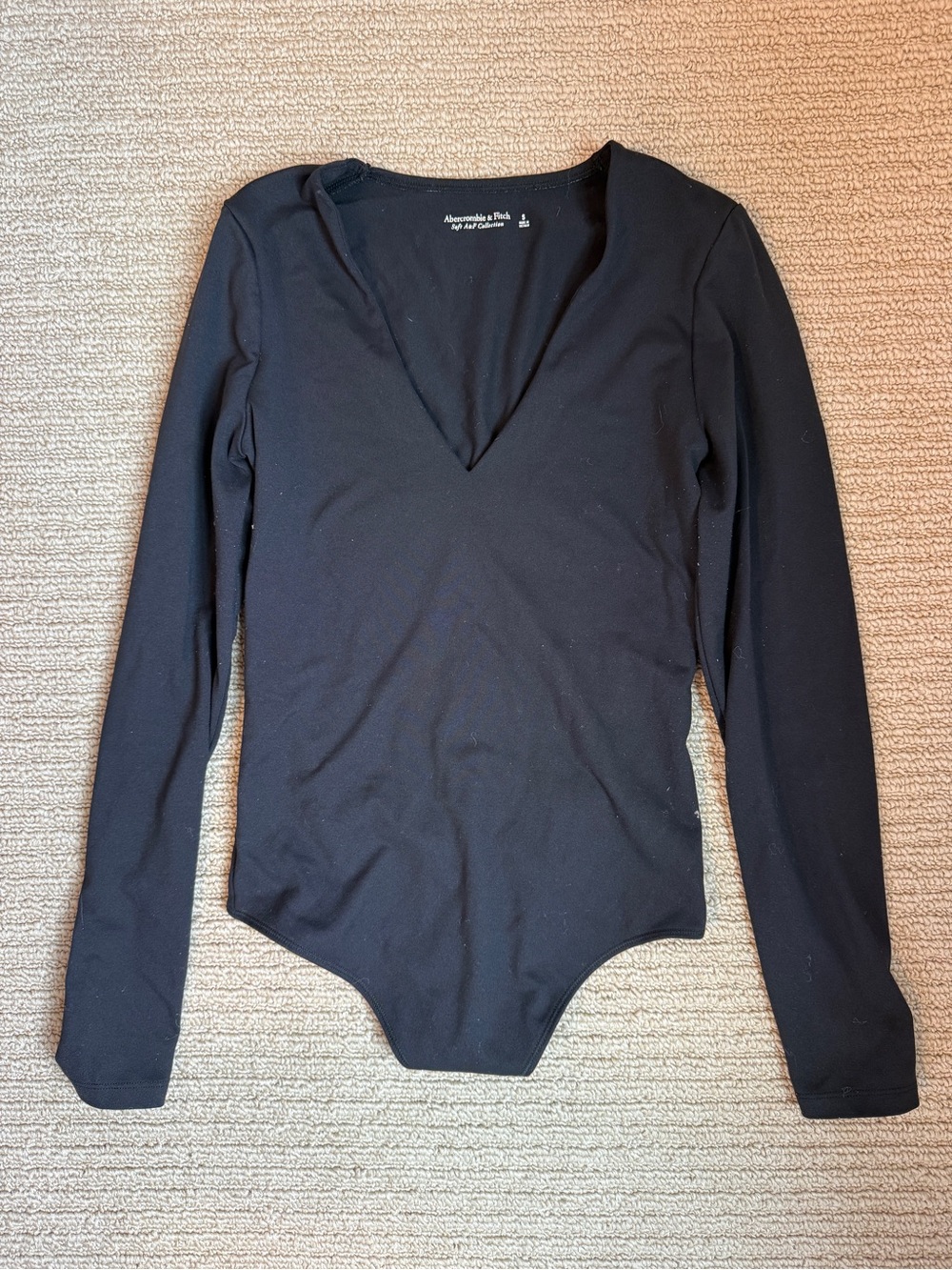 Abercrombie & Fitch Black Long-Sleeve V-Neck Bodysuit